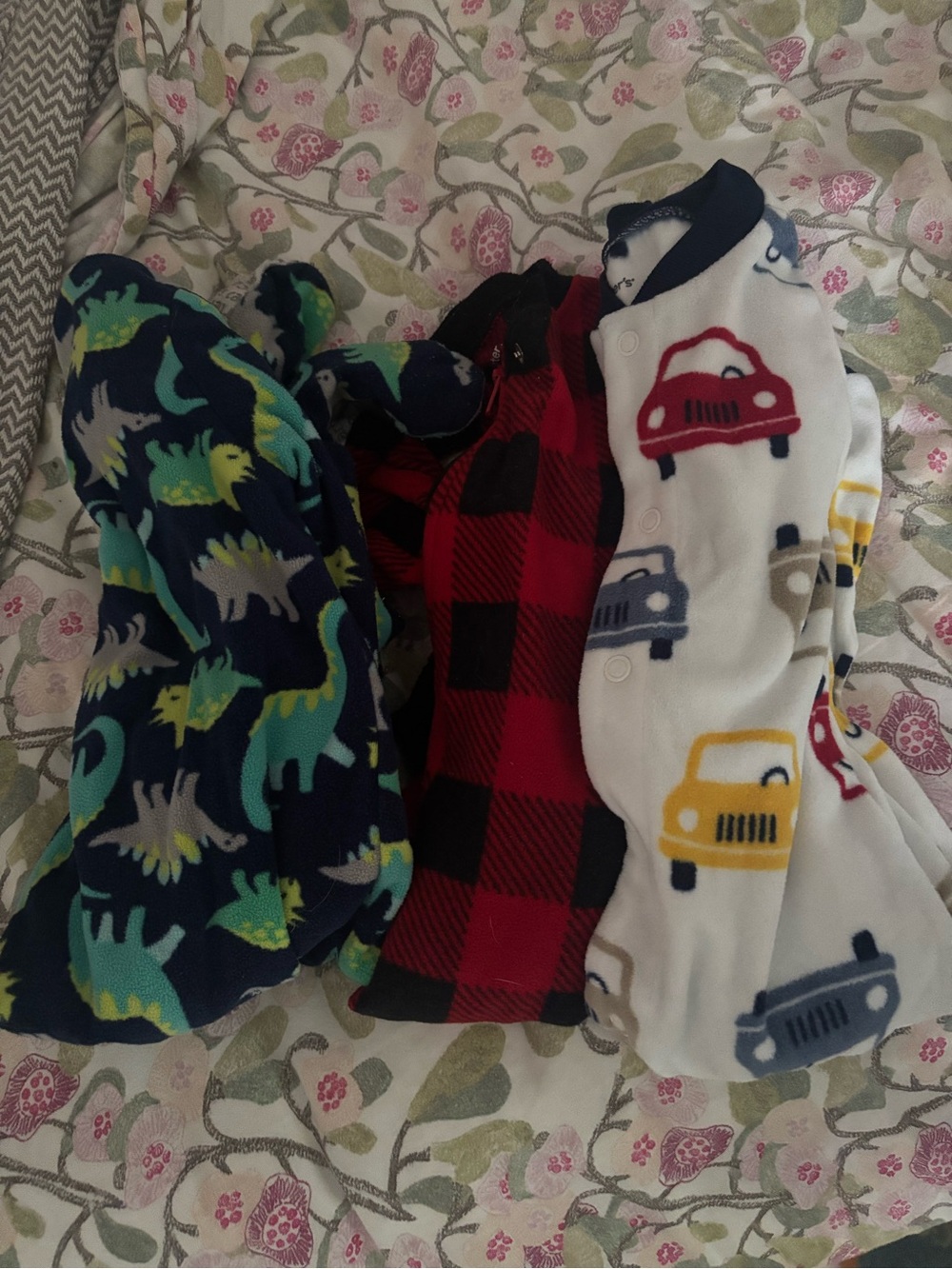3 Carter’s boy’s fleece sleepers